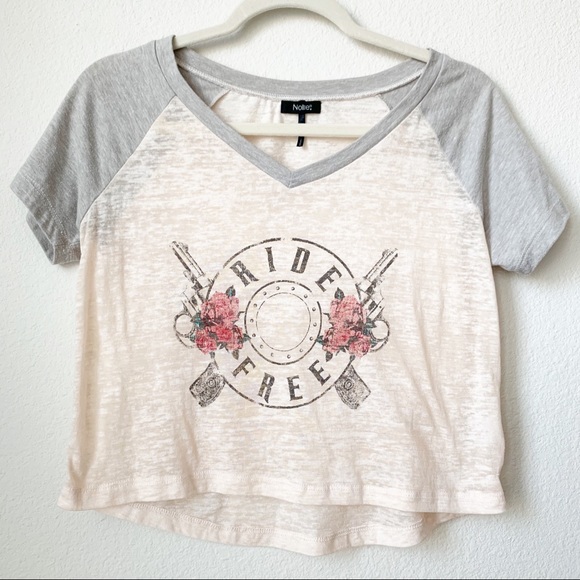 Nollie Tops - Nollie Ride Free Burn Out Graphic Crop Top Small Nollie Tops - Nollie Ride Free Burn Out Graphic Crop Top Small